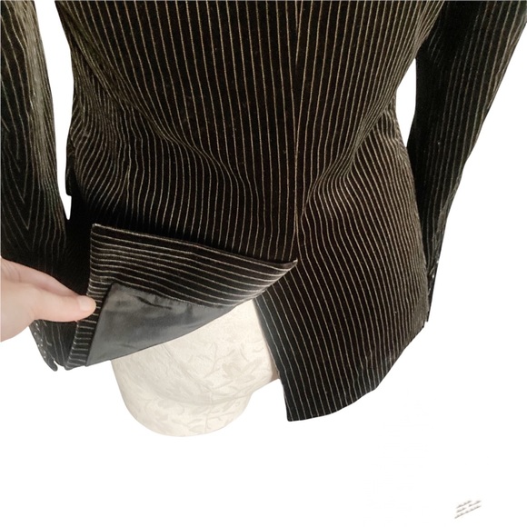 Theory Velvet Black Pinstripe Button Front Blazer - Picture 12 of 14